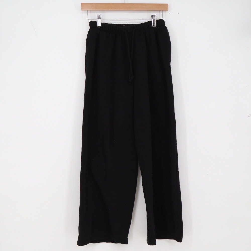 H&M Divided Sweatpants Womens XS Basic Wide Leg Black Fleece Drawstring EXCL